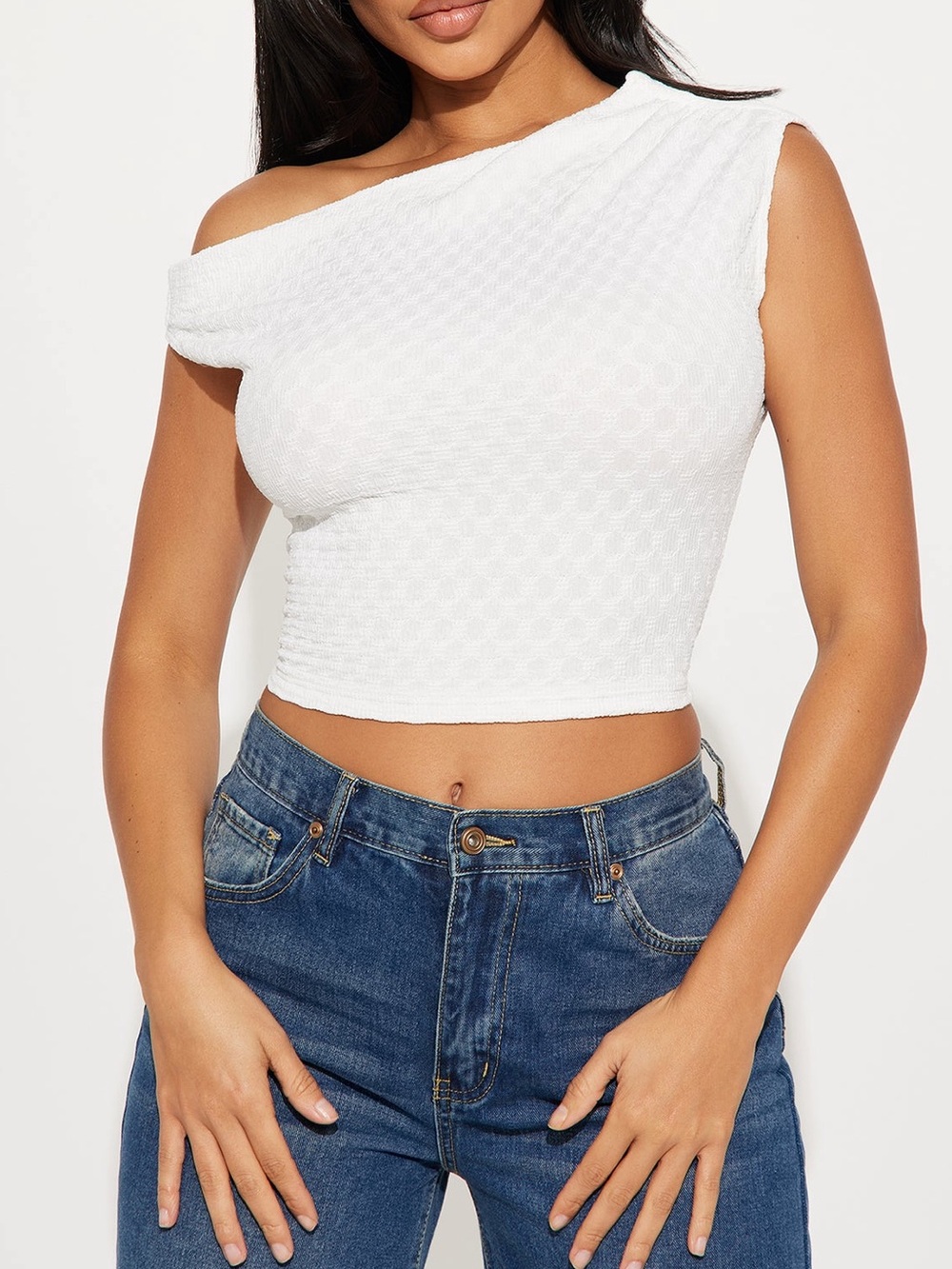 White Cowl Neck Textured Cami Top
